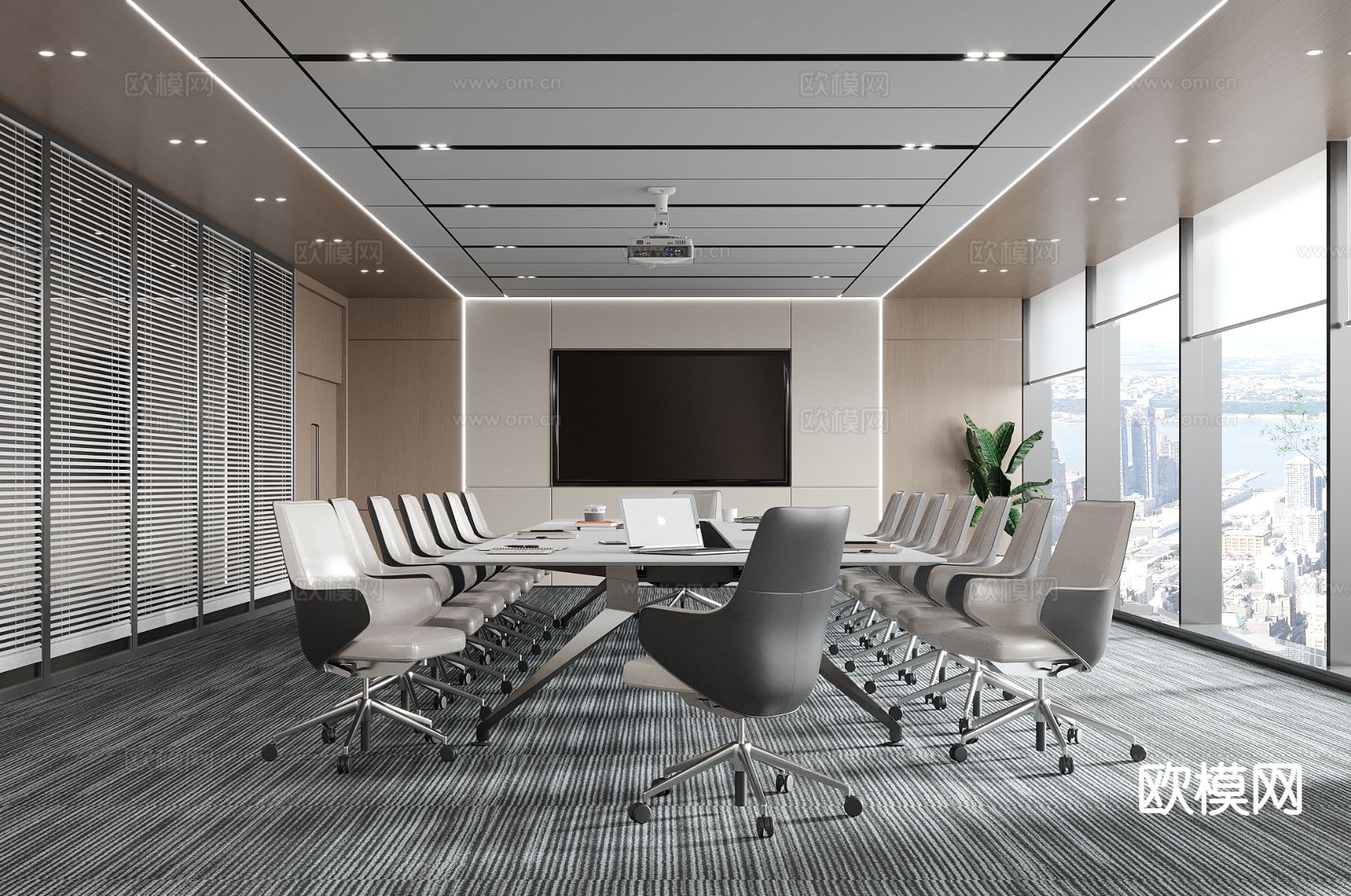 现代会议室3d模型下载