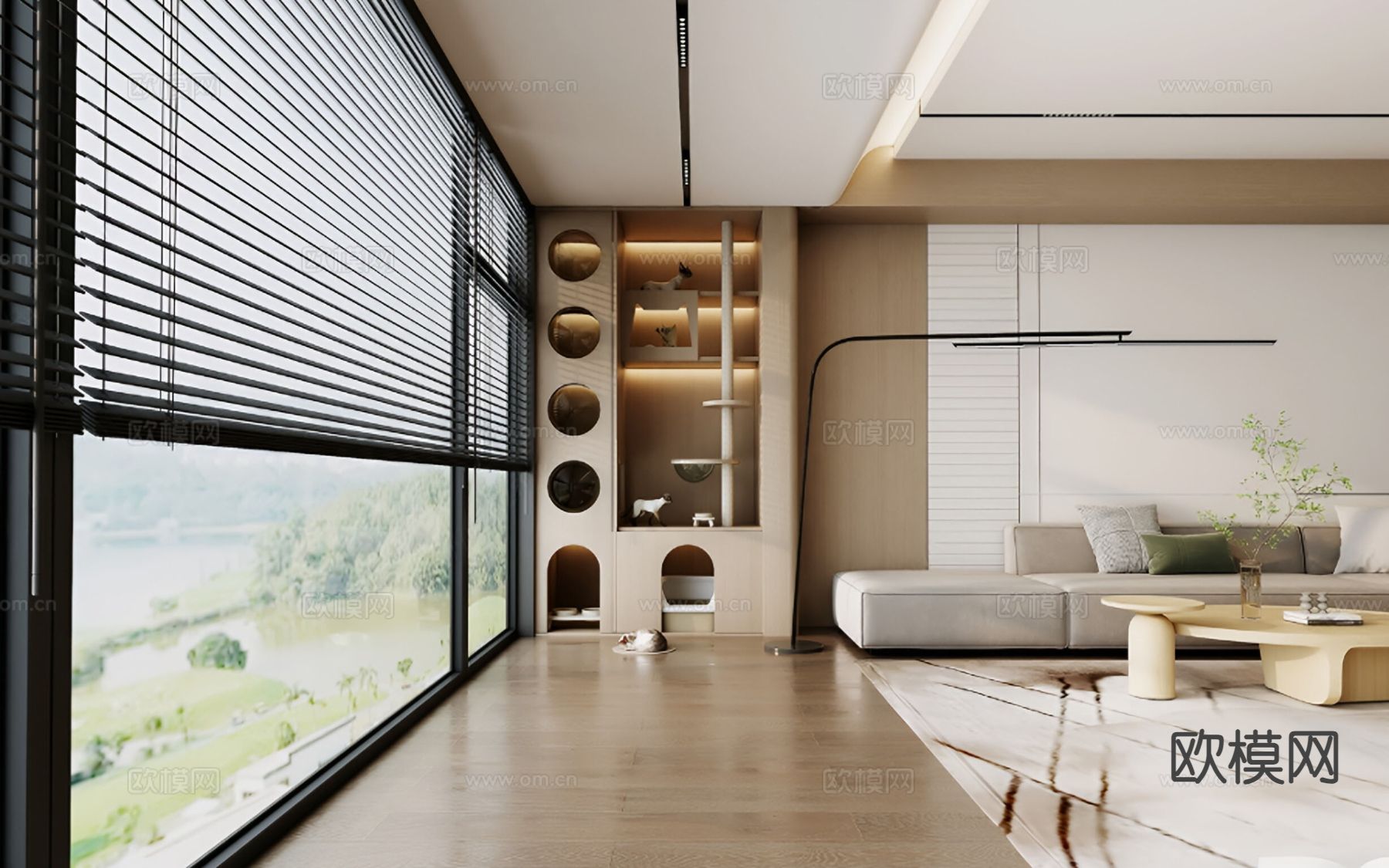 现代客厅3d模型下载（渲染图2）