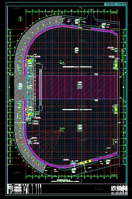 大学体育场建筑设计cad施工图