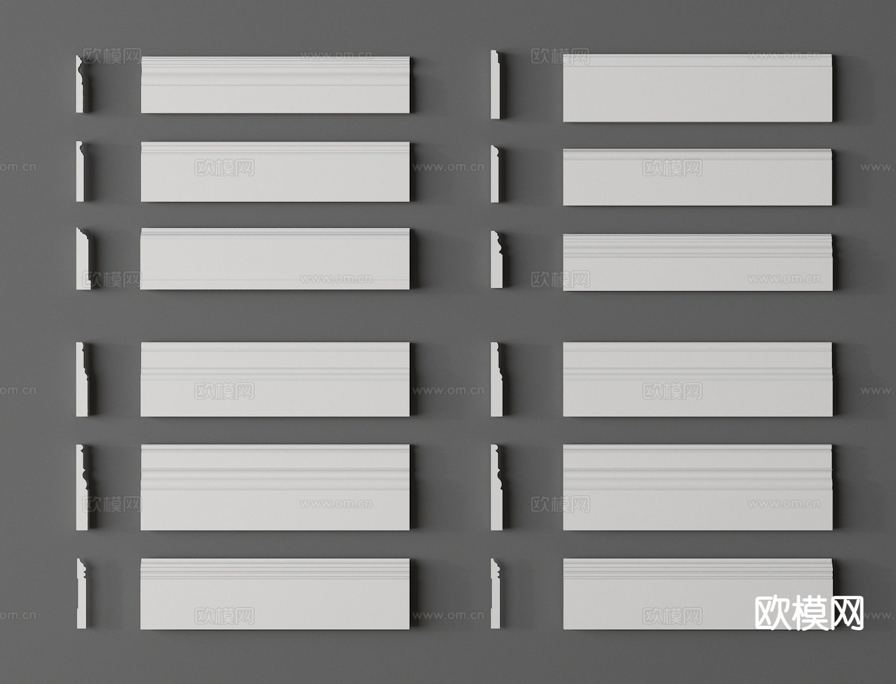 石膏线 线条 踢脚线 地脚线su模型下载（渲染图2）