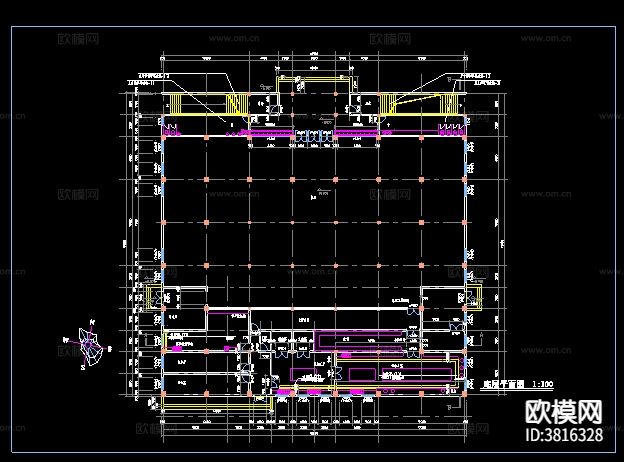 长42.5米 宽42.32米 3层学校体育馆建筑cad施工图