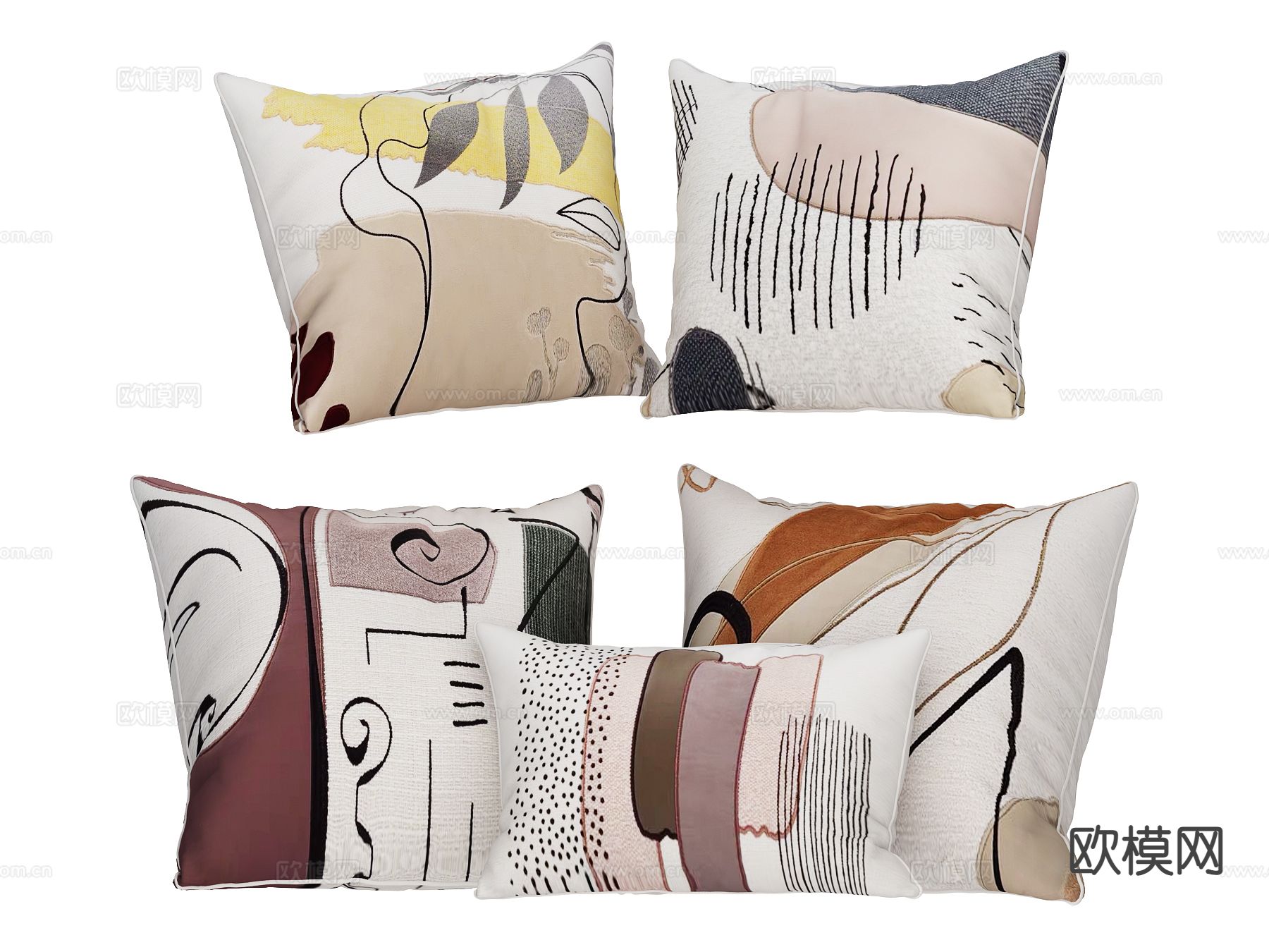 现代靠枕 抱枕su模型下载（渲染图2）