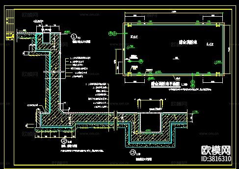 长30米 宽26.5米 1层游泳池建筑cad施工图