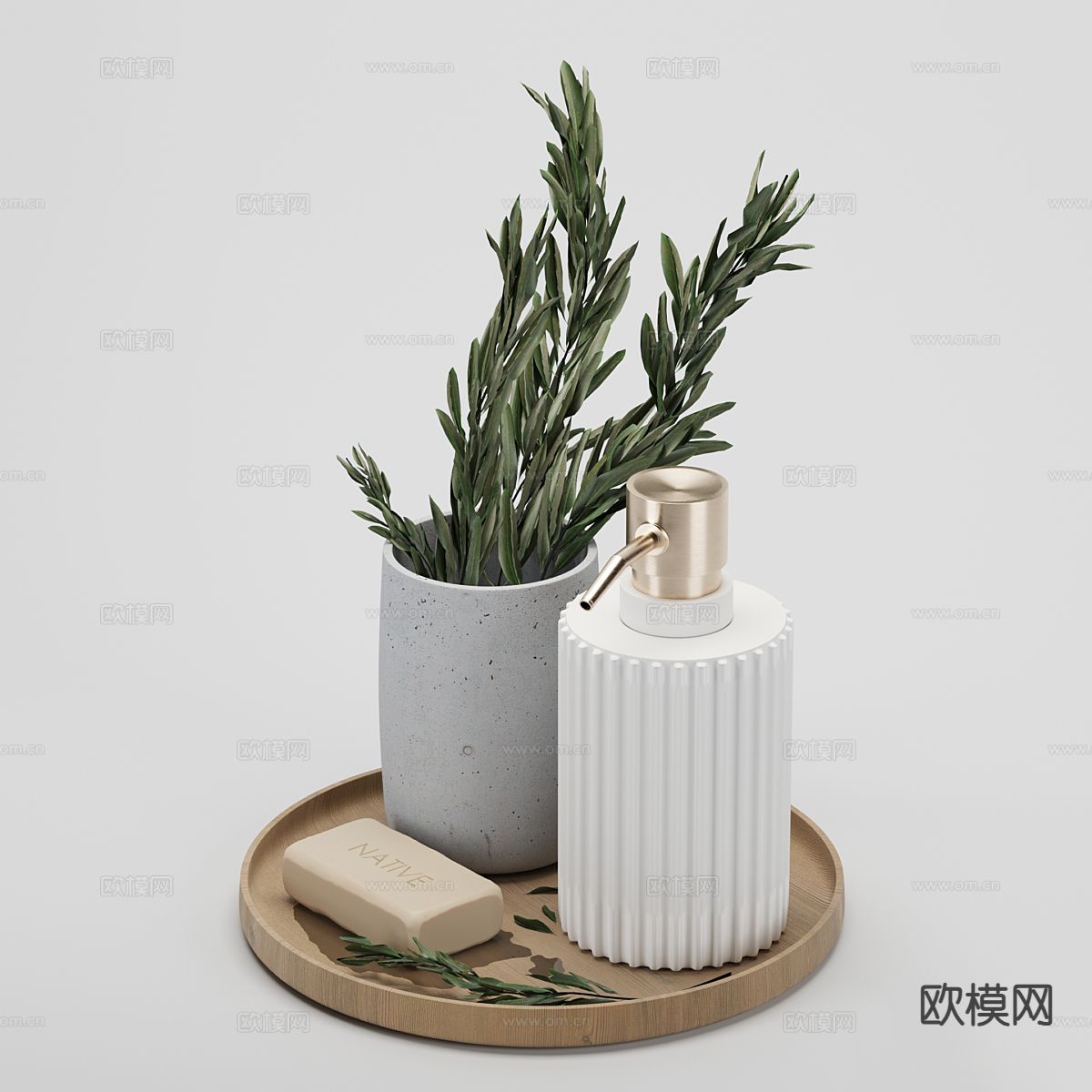 装饰托盘 花艺 洗手液 洗浴用品3d模型