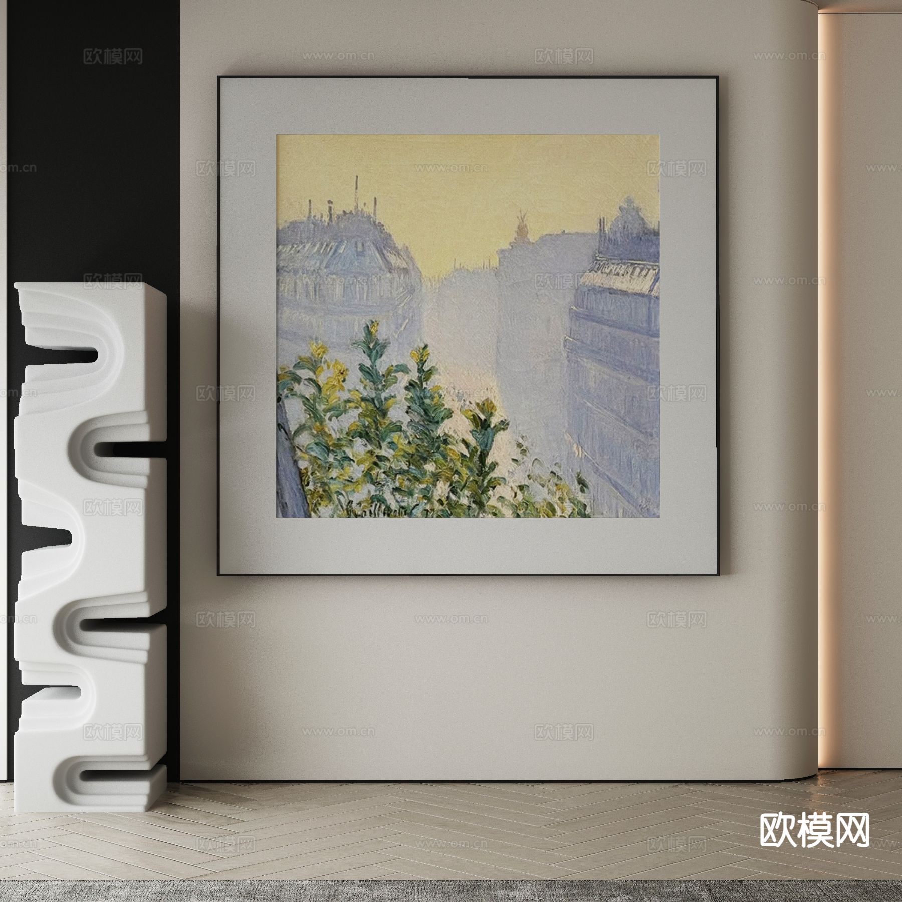 现代装饰画 建筑油画3d模型