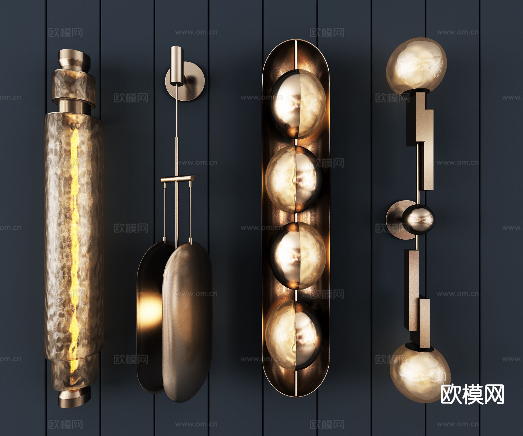 现代壁灯su模型下载（渲染图2）