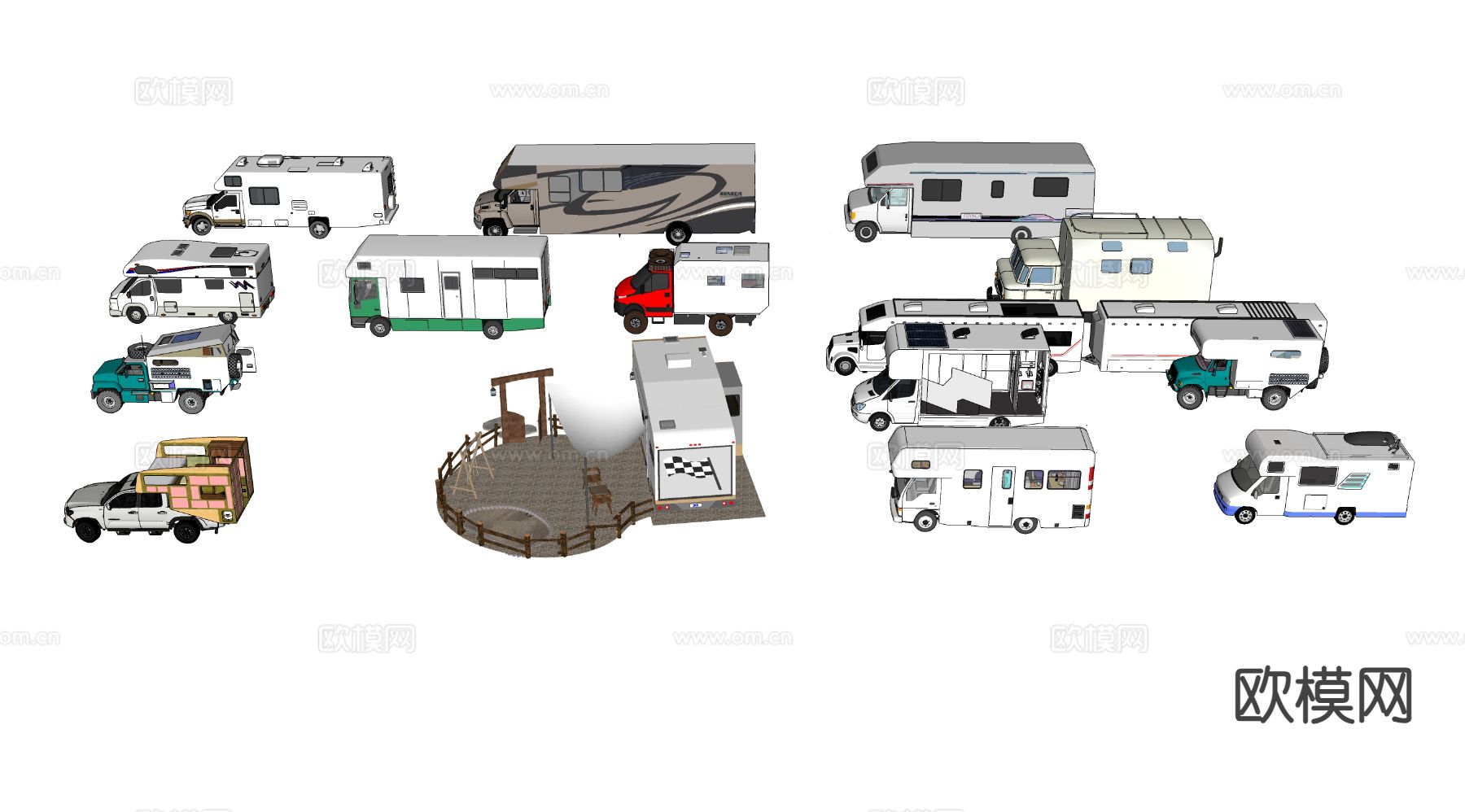 房车 露营车 拖车su模型