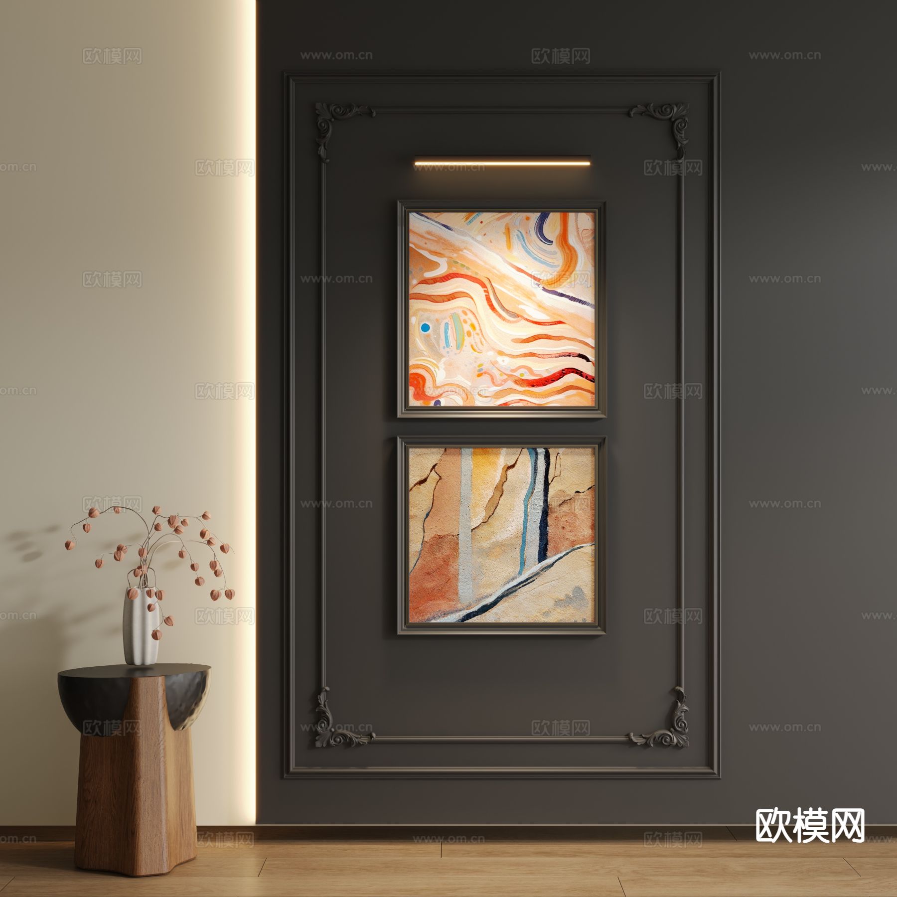 中古风装饰画 油画3d模型