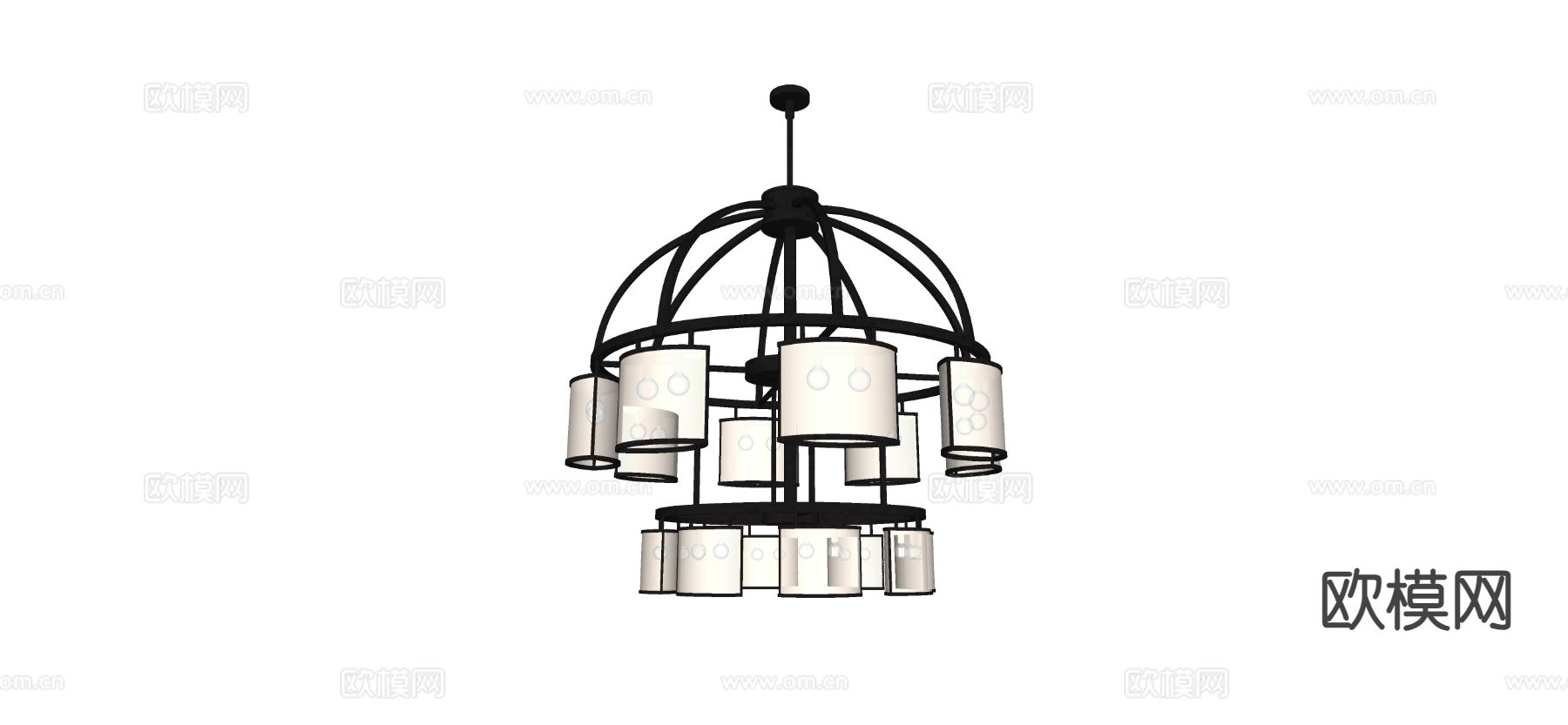 美式吊灯su模型下载（渲染图1）