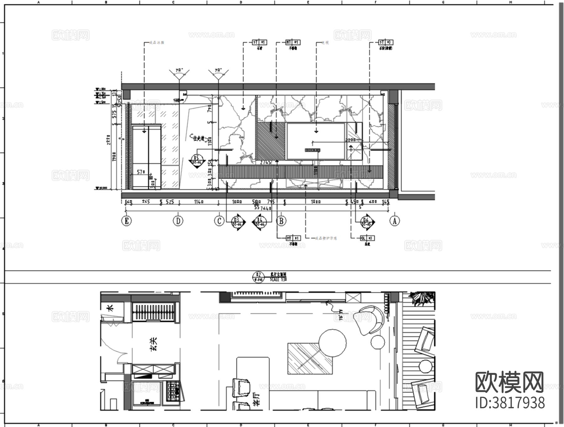 延安金泰未来印175m²样板房CAD施工图