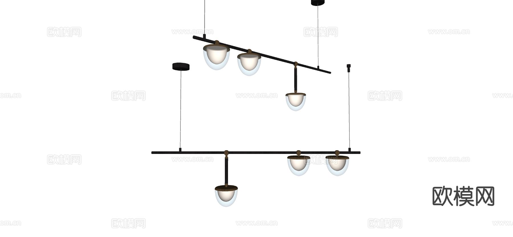 现代条形吊灯 多头吊灯su模型
