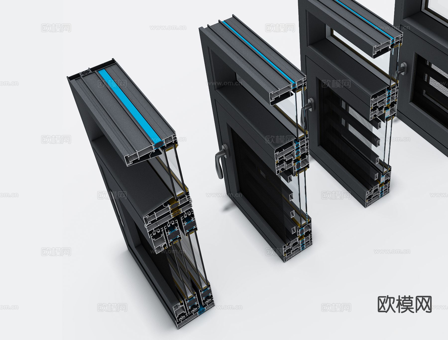 门窗E型样角 铝合金 门窗五金配件3d模型