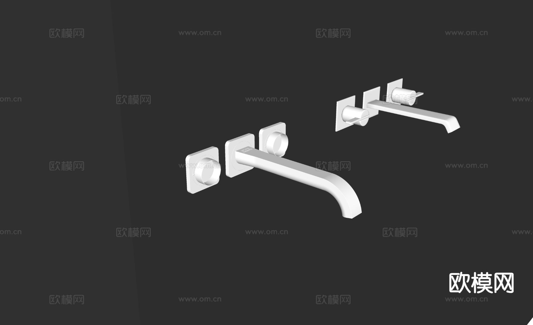 现代水龙头 入墙式水龙头su模型