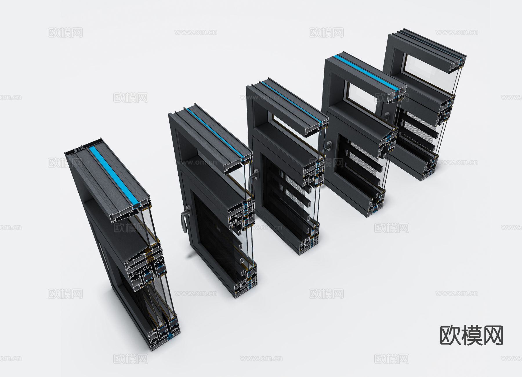 门窗E型样角 铝合金 门窗五金配件3d模型