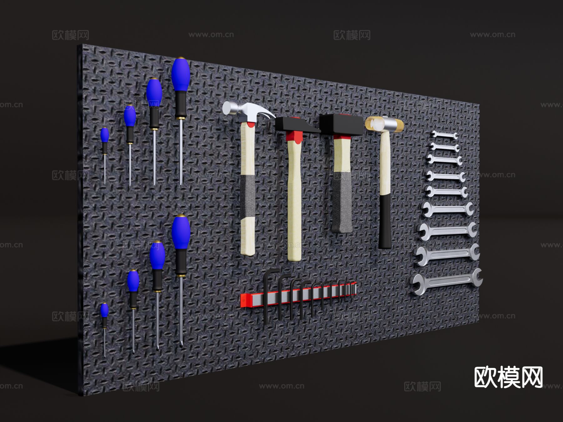 工具墙 螺丝批 锤子 扳手su模型