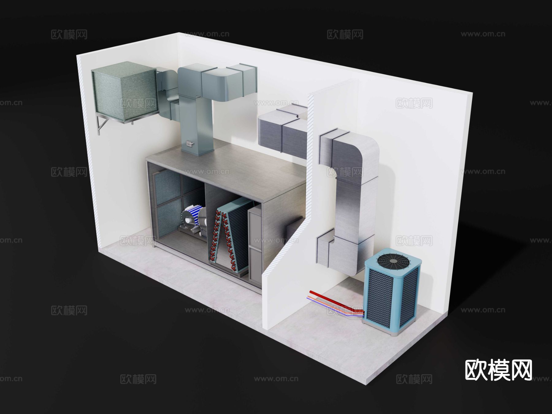 工业设备 空调风箱su模型