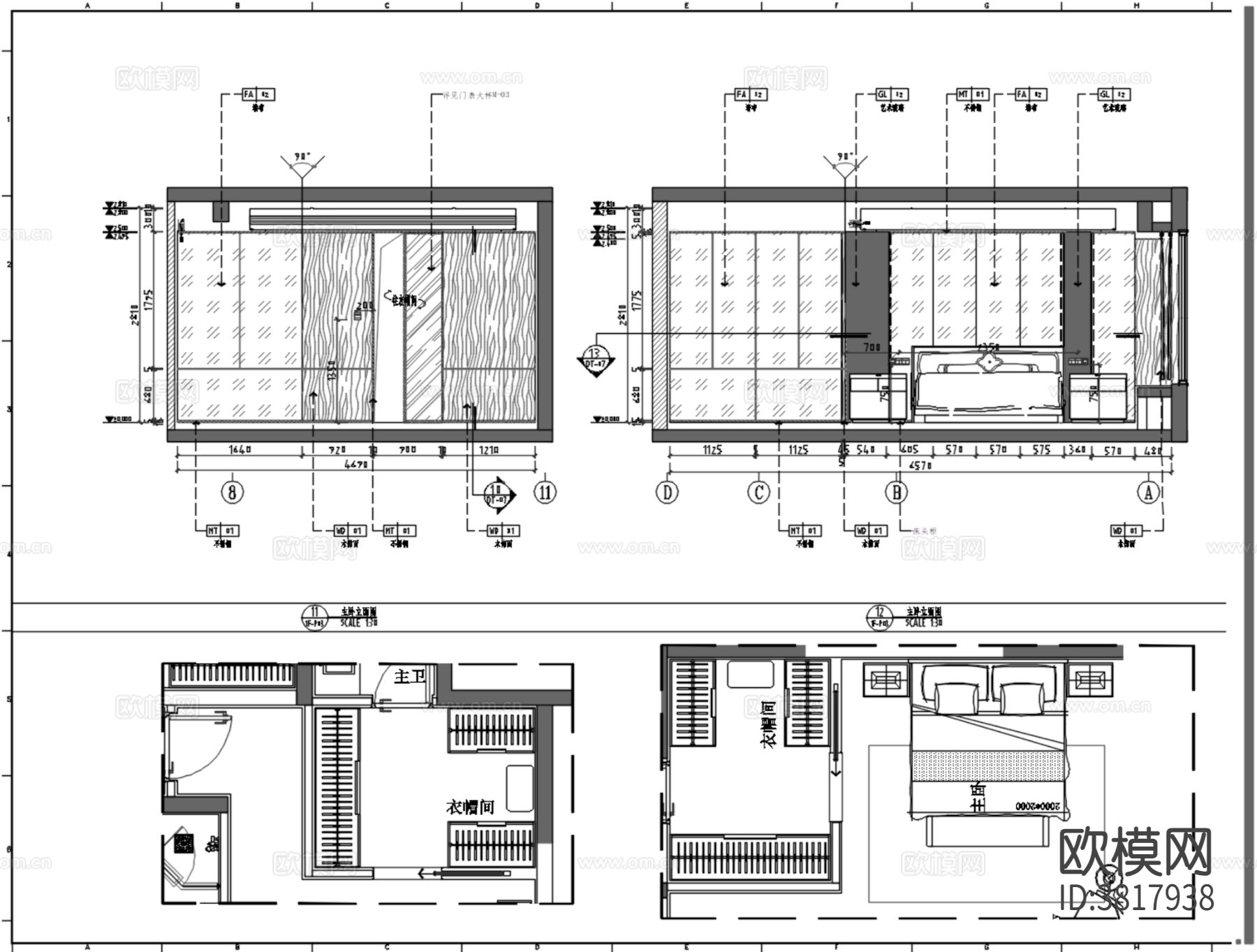 延安金泰未来印175m²样板房CAD施工图