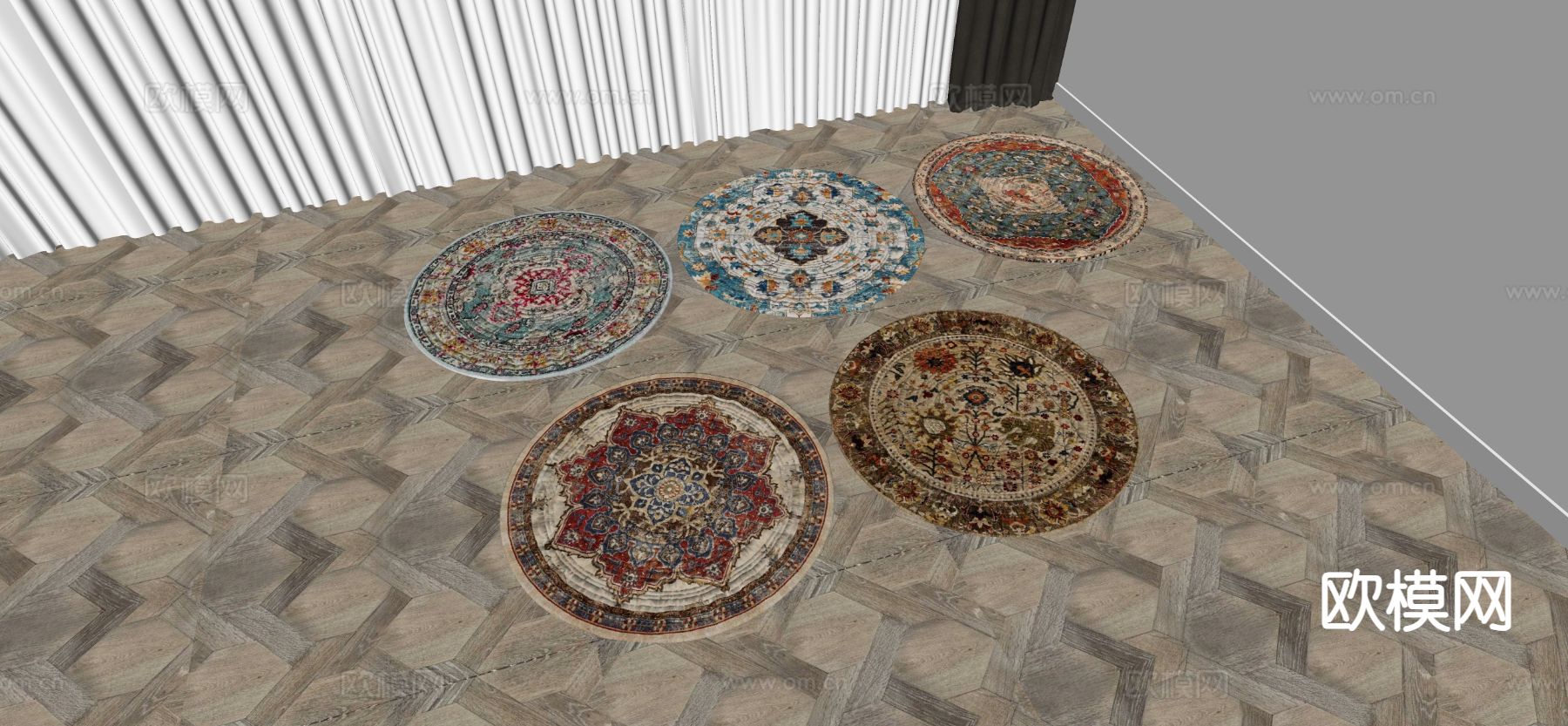 美式地毯su模型下载（渲染图1）
