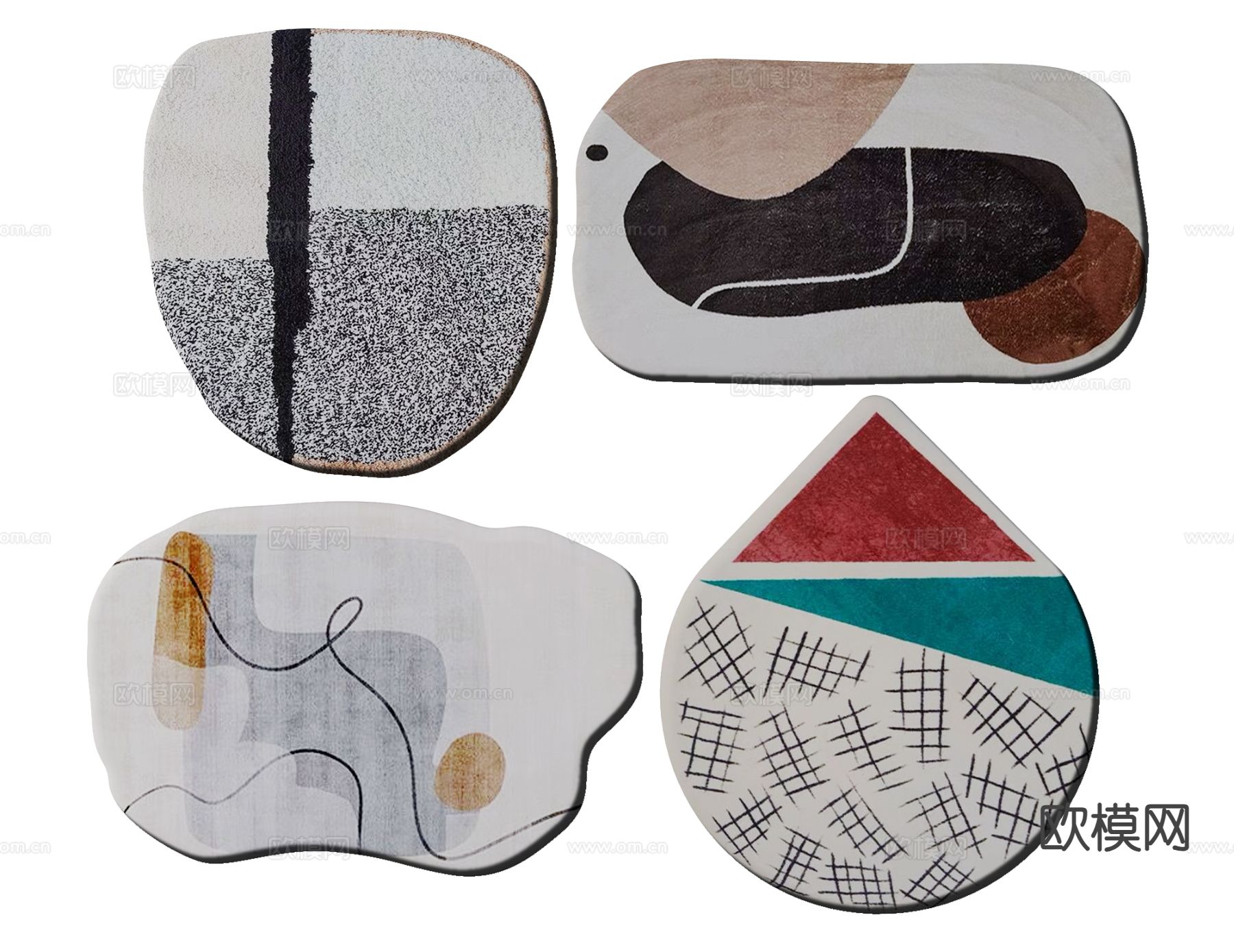 现代不规则地毯su模型下载（渲染图2）