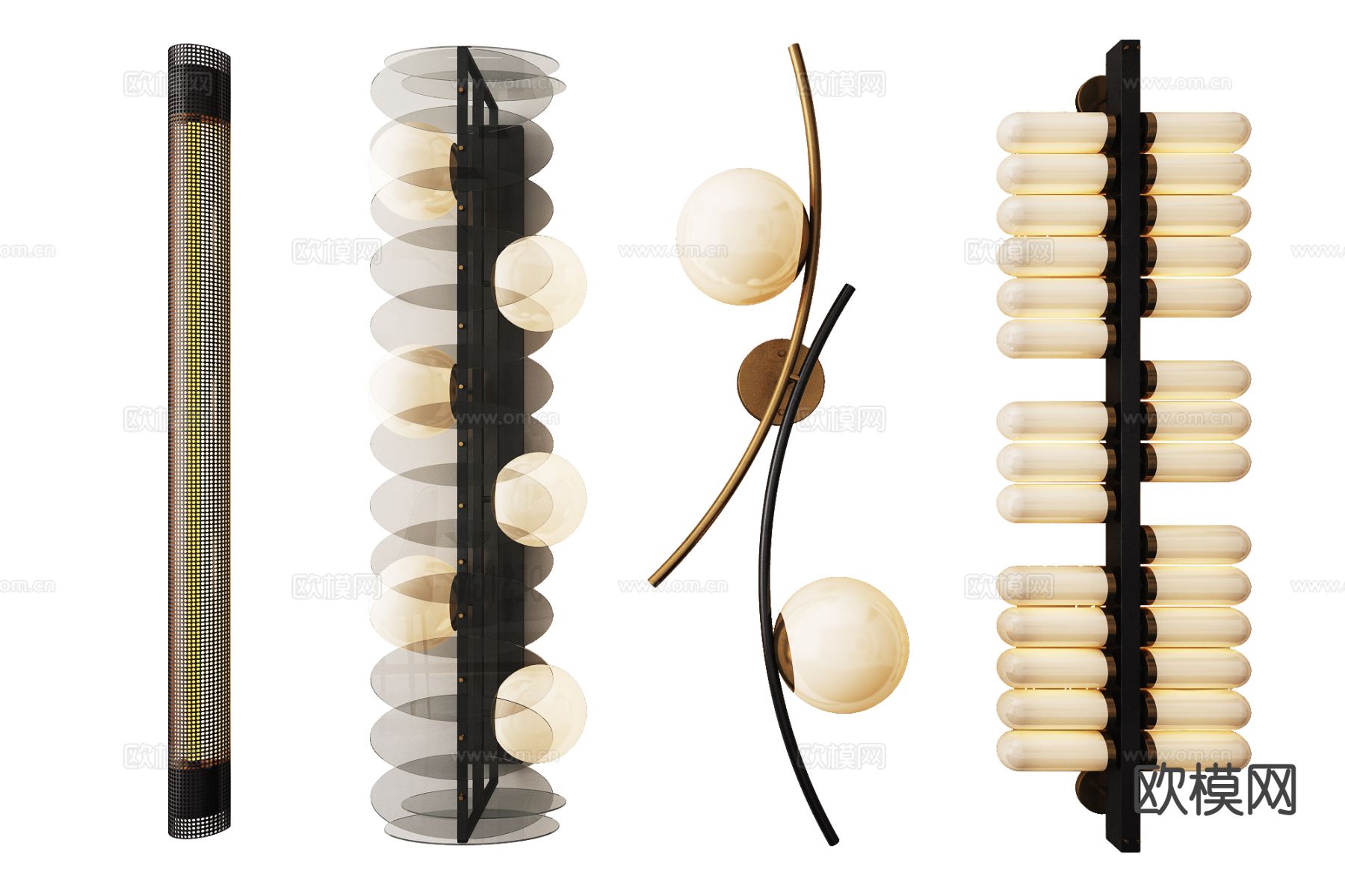 创意壁灯 玻璃壁灯su模型下载（渲染图2）