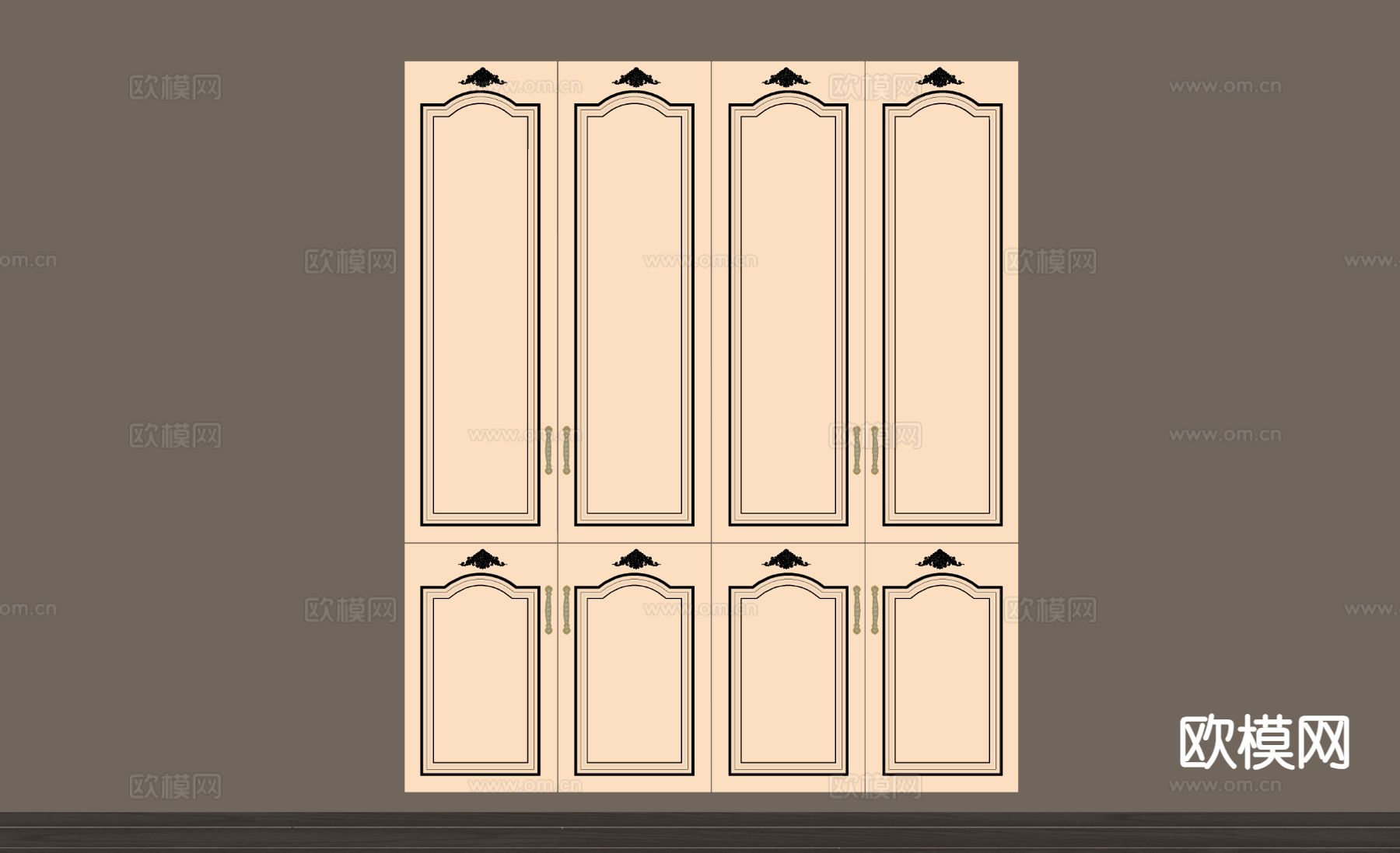 法式柜门 雕花柜门 玻璃柜门su模型