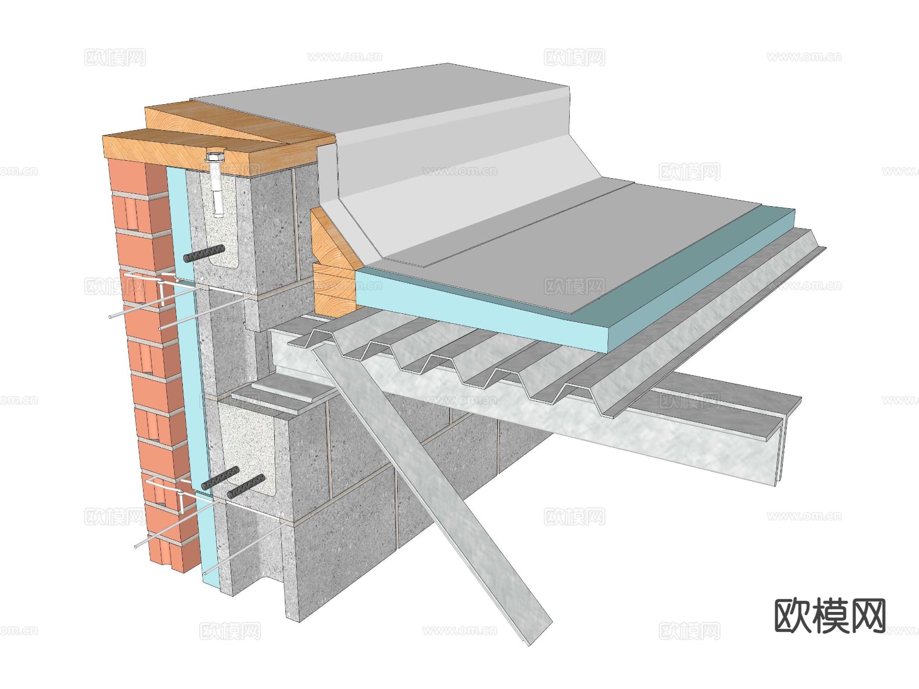 建筑工艺图 混凝土钢结构su模型