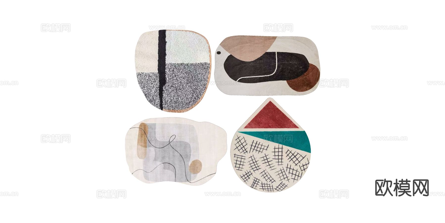 现代不规则地毯su模型下载（渲染图1）