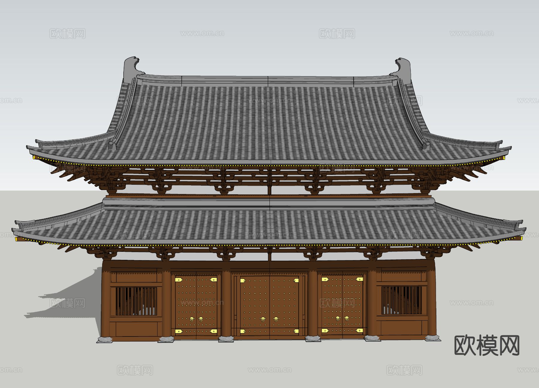 新中式古建 寺庙 塔楼su模型