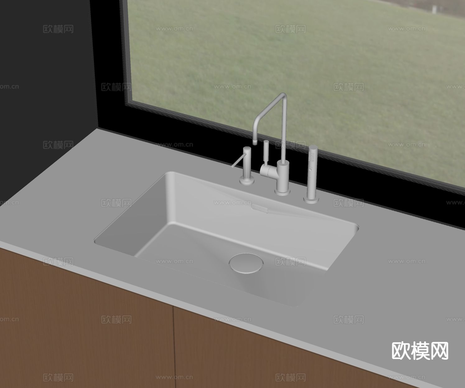 现代水槽 大单槽 台盆 洗菜盆su模型