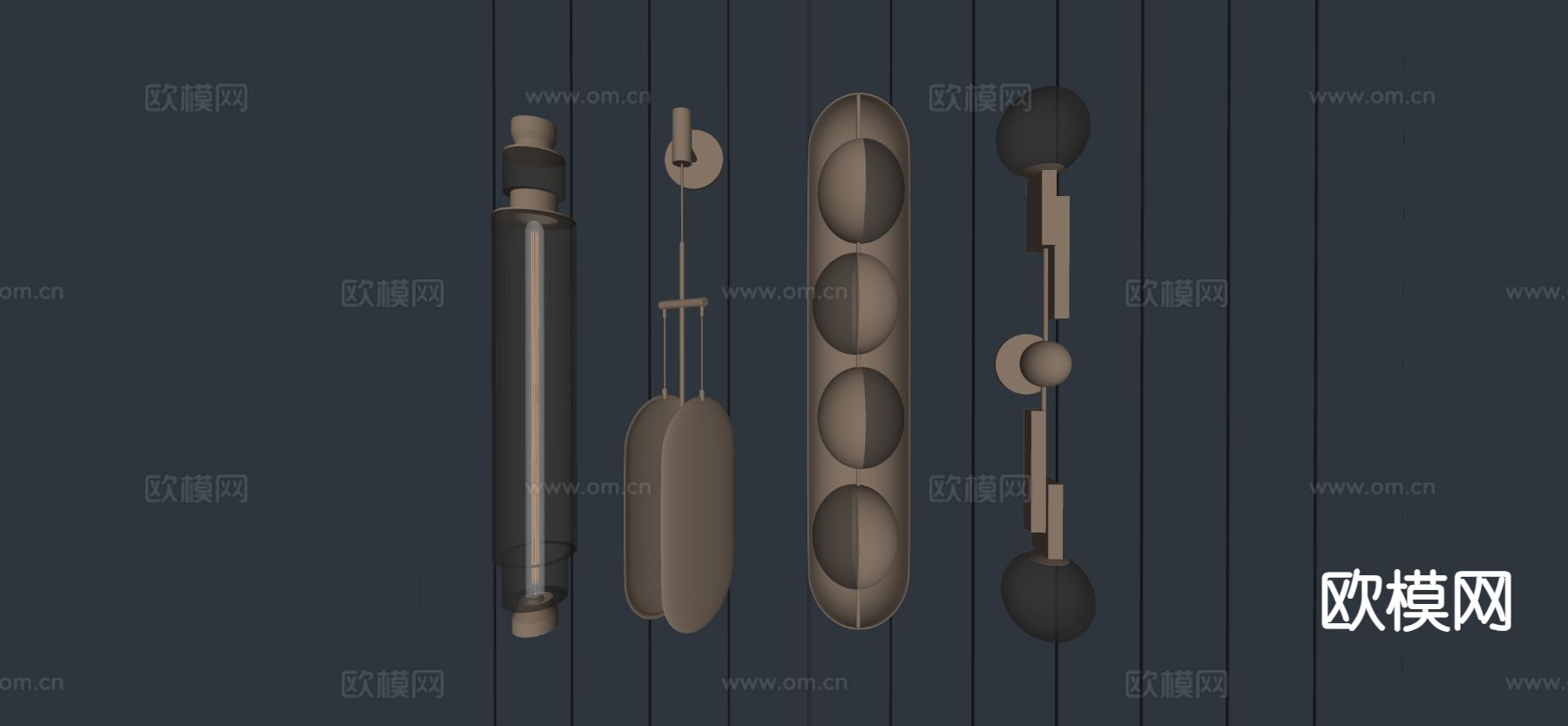 现代壁灯su模型下载（渲染图1）