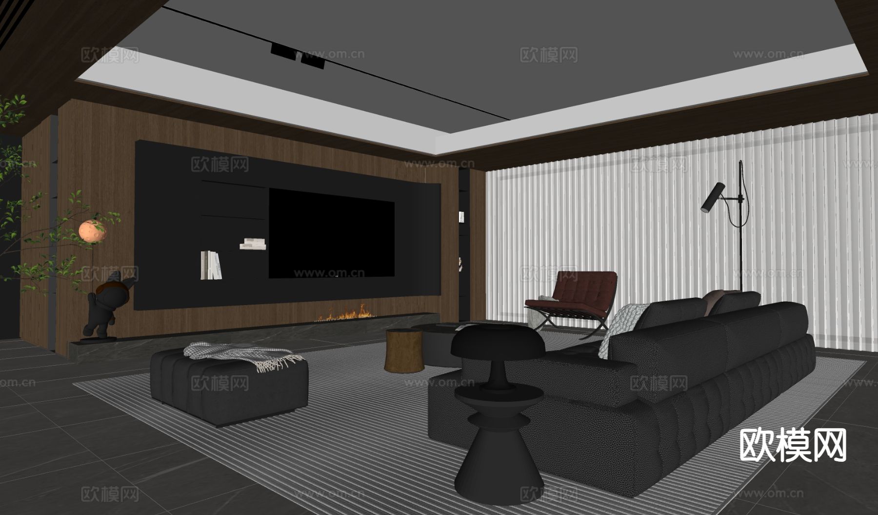 意式客厅su模型下载（渲染图1）
