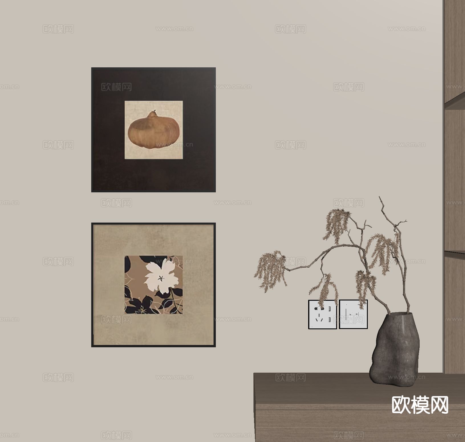 中古风挂画 复古挂画 艺术挂画su模型