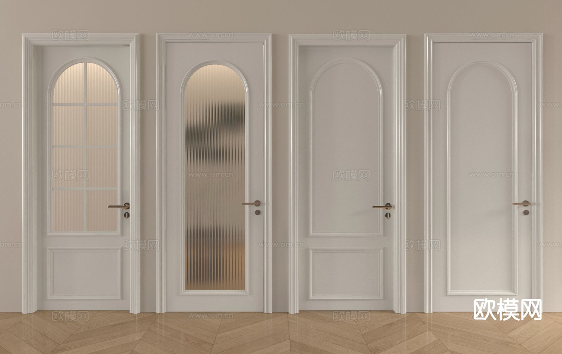 法式单开门 玻璃门 房门 卧室门 厨卫门su模型下载（渲染图2）