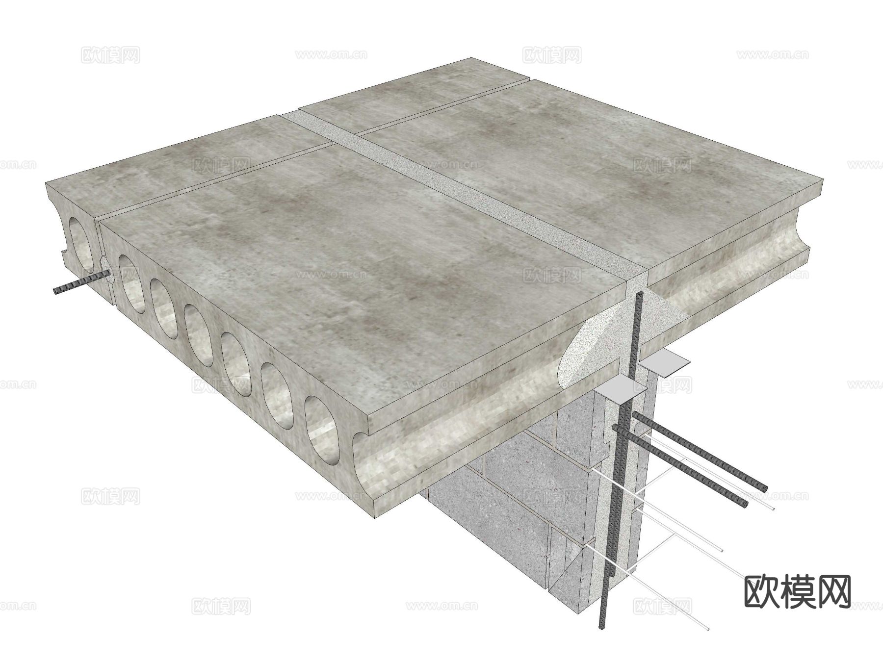 建筑构件 小砌块筑芯su模型