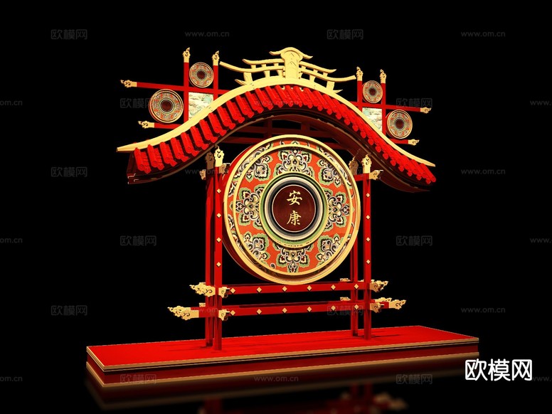 新中式国潮舞台美陈 网红美陈3d模型下载(渲染图2)