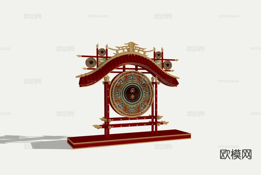 新中式国潮舞台美陈 网红美陈3d模型下载(渲染图1)