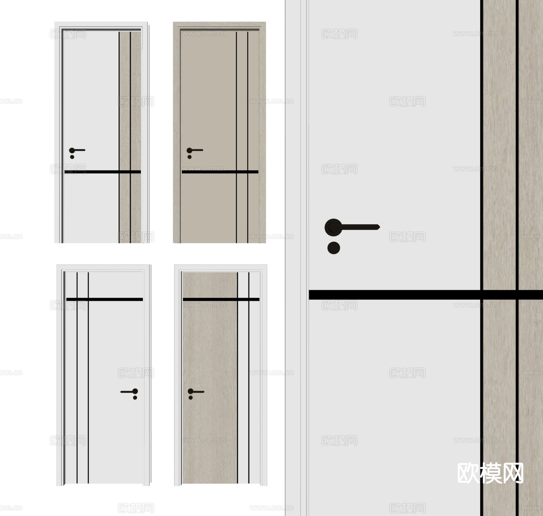 现代单开门 木门 房间门su模型