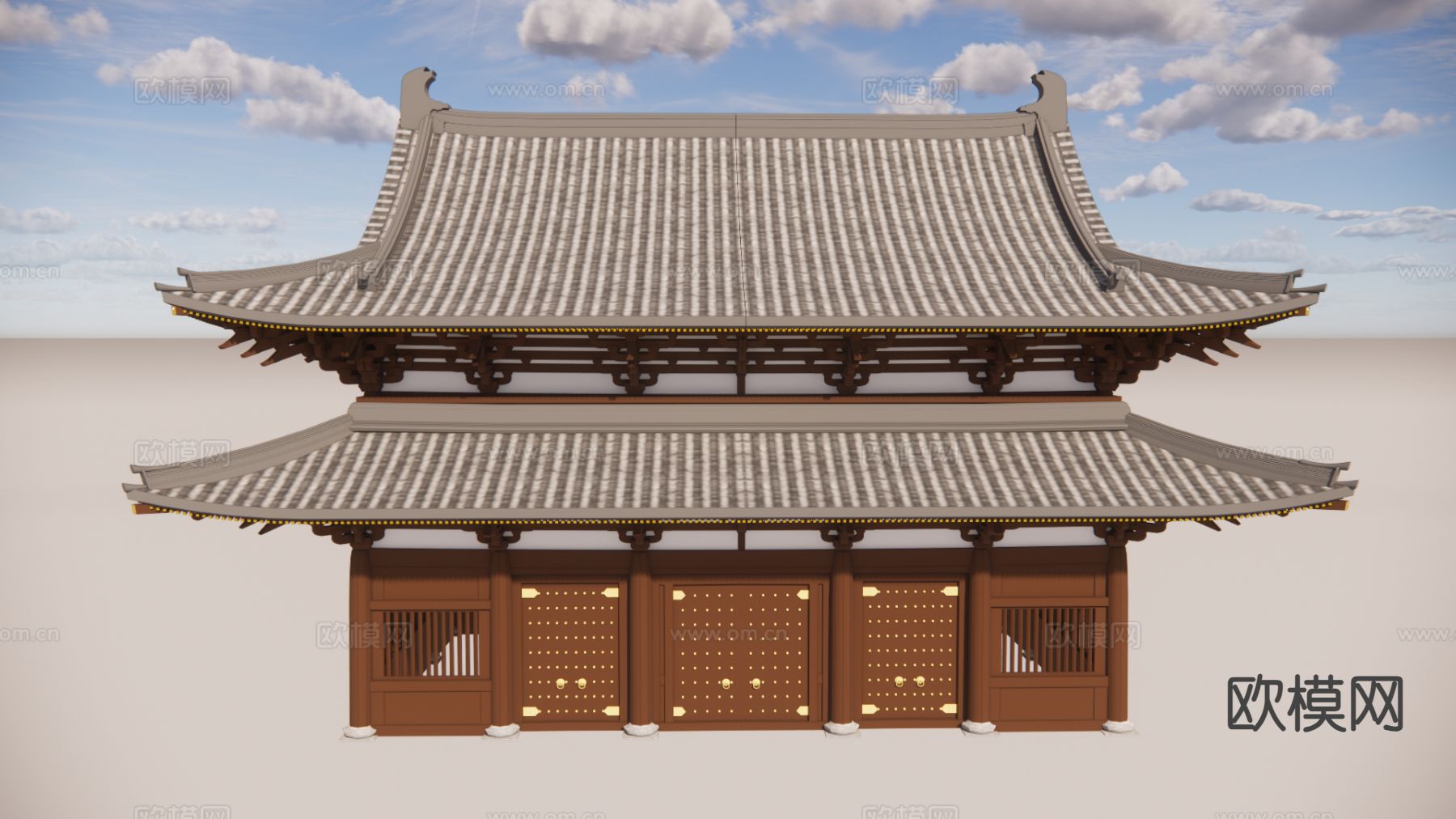 新中式古建 寺庙 塔楼su模型