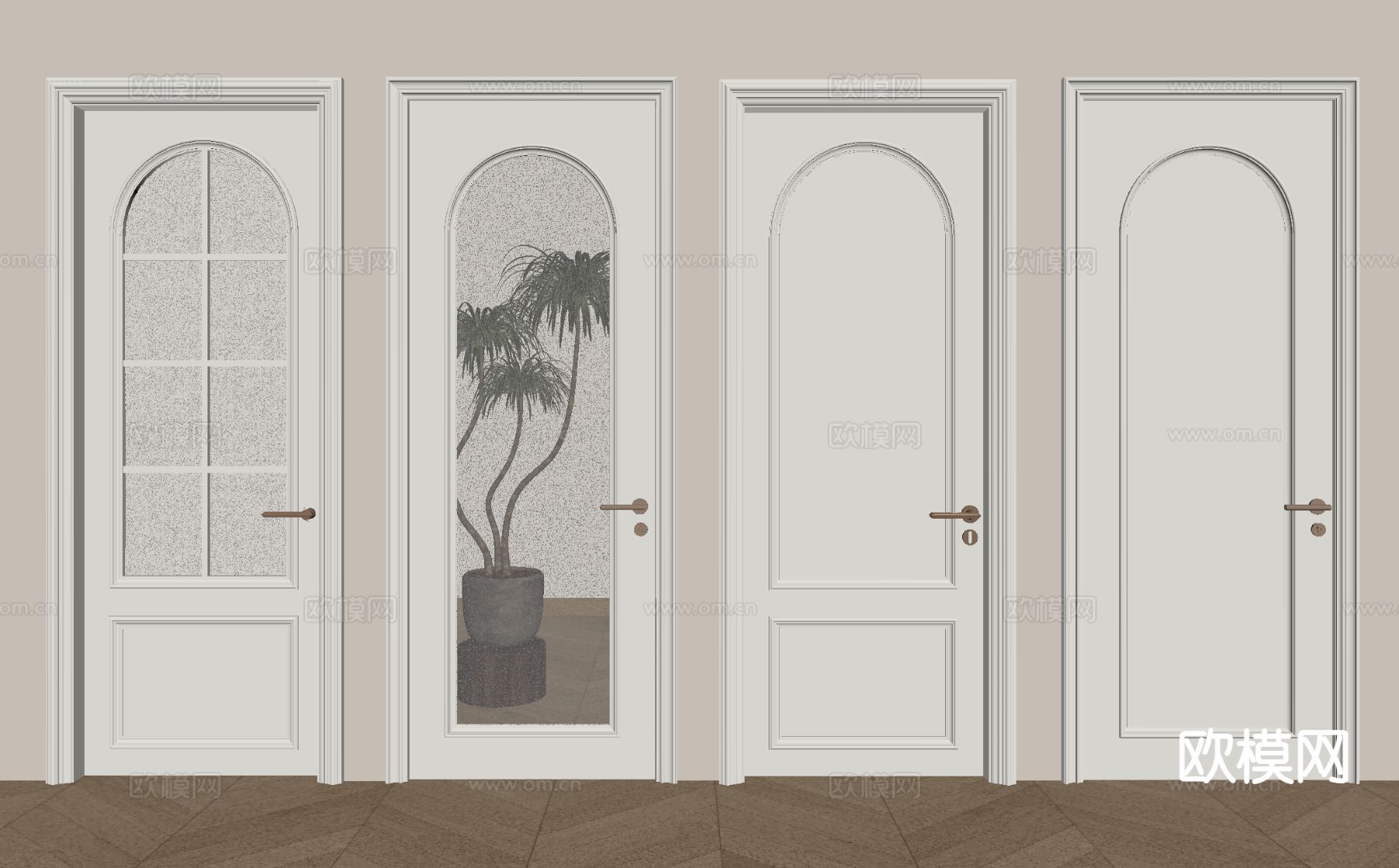 法式单开门 玻璃门 房门 卧室门 厨卫门su模型下载（渲染图1）