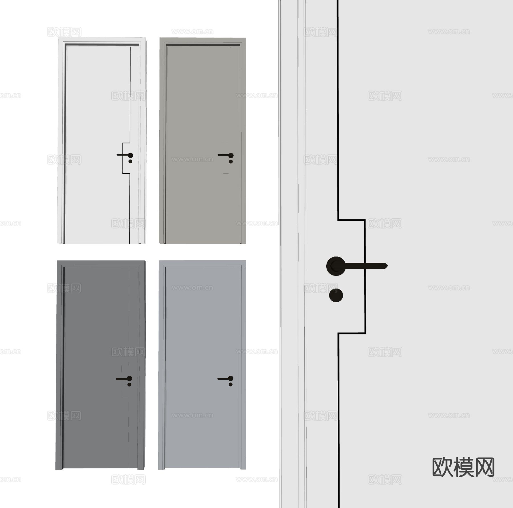 现代单开门 木门 房间门su模型