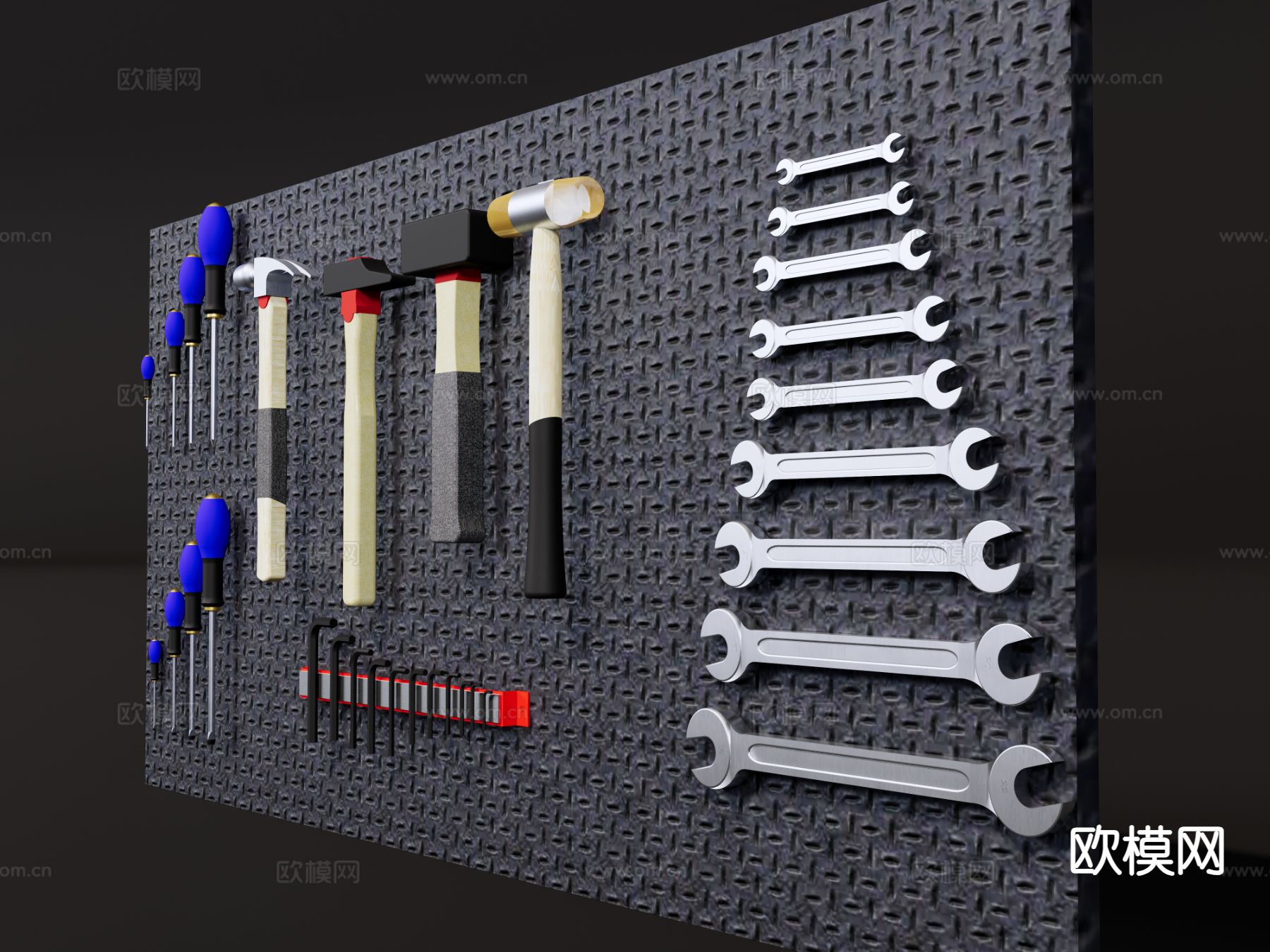 工具墙 螺丝批 锤子 扳手su模型