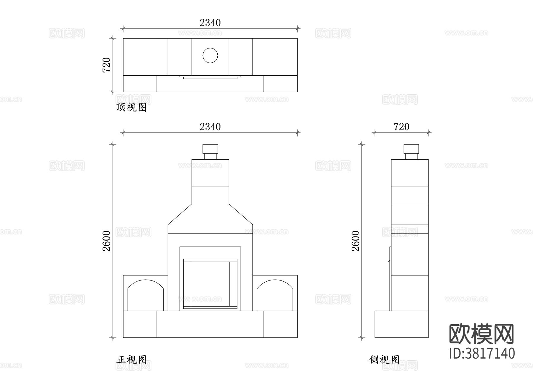 燃气取暖炉 燃气火炉 燃气暖炉CAD三视图