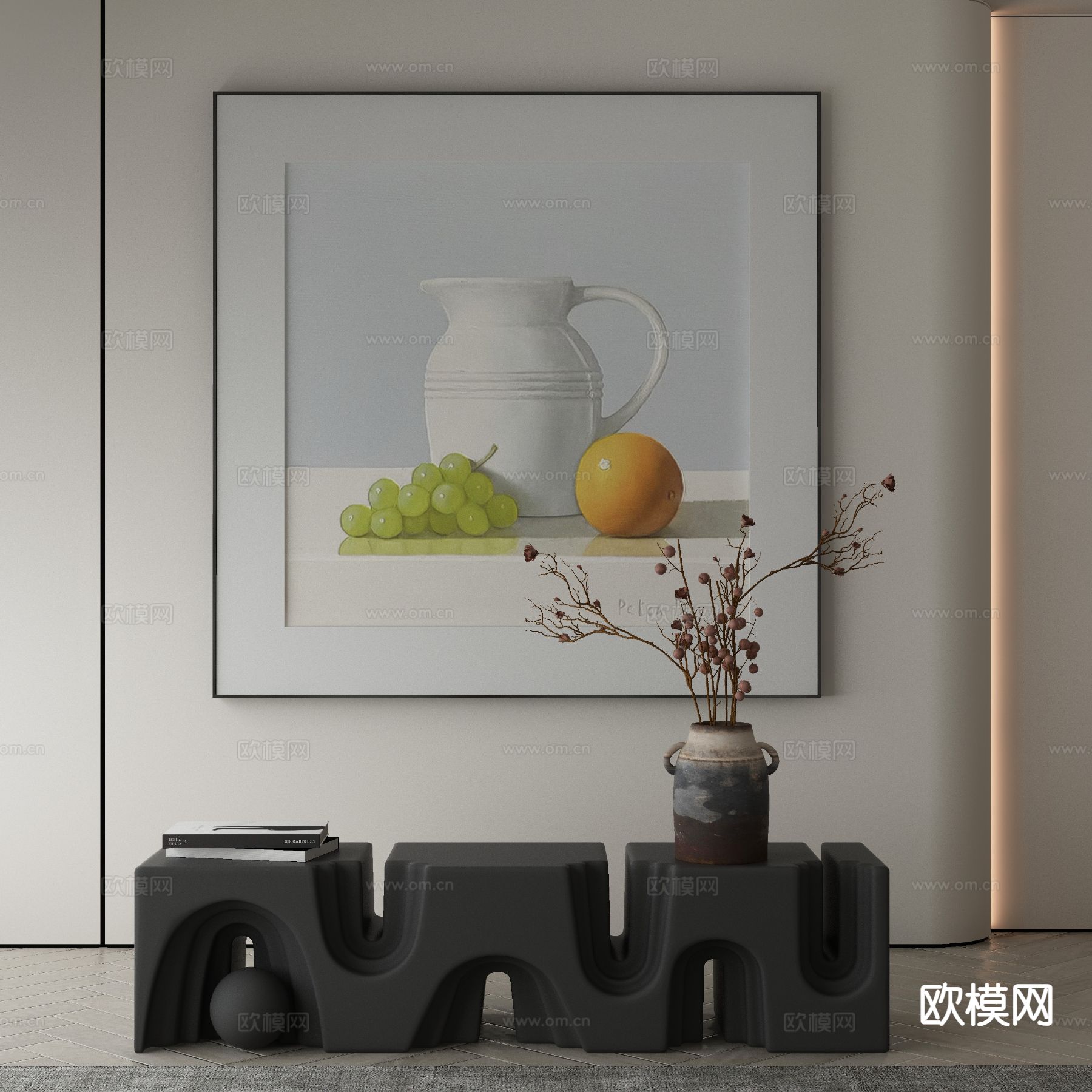 现代装饰画 素描画 水彩画3d模型