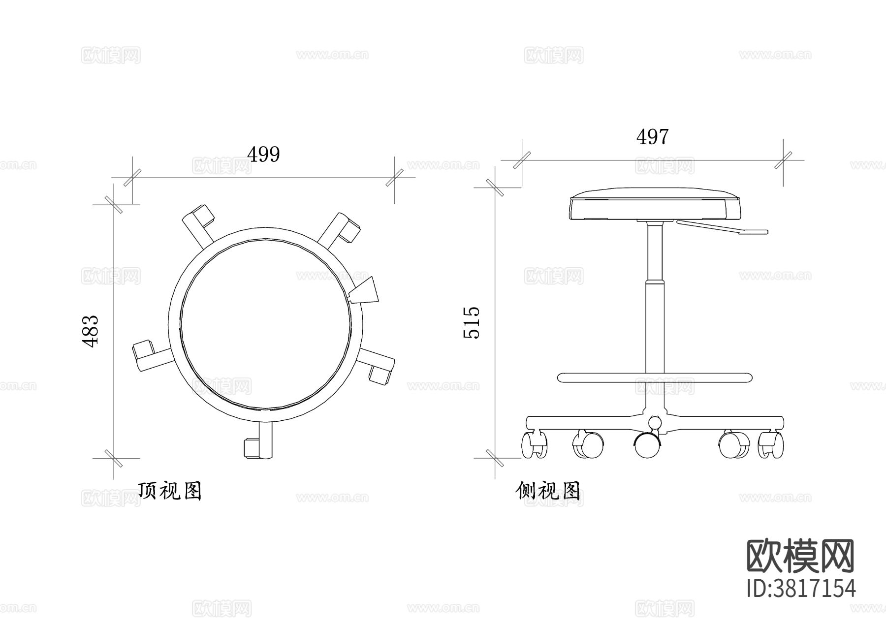 实验室旋转椅 实验室转椅CAD图块