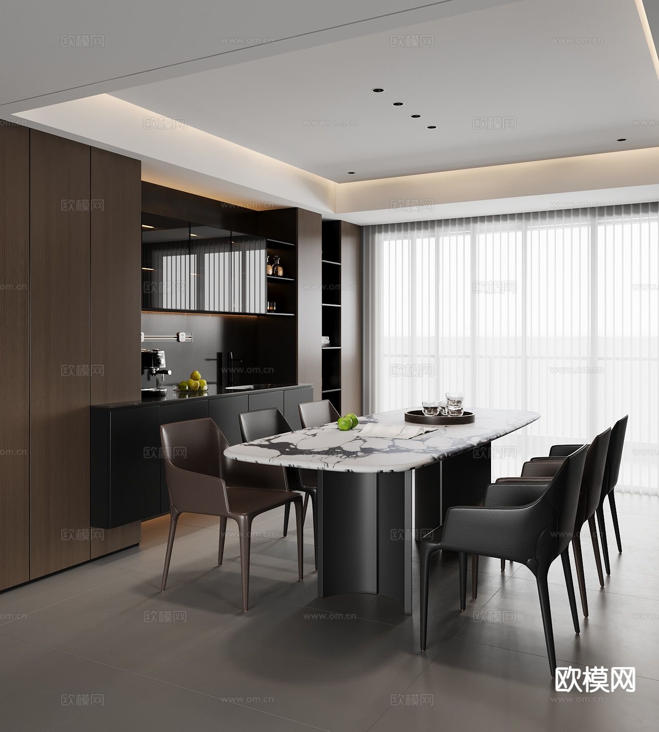 意式餐厅su模型下载（渲染图2）