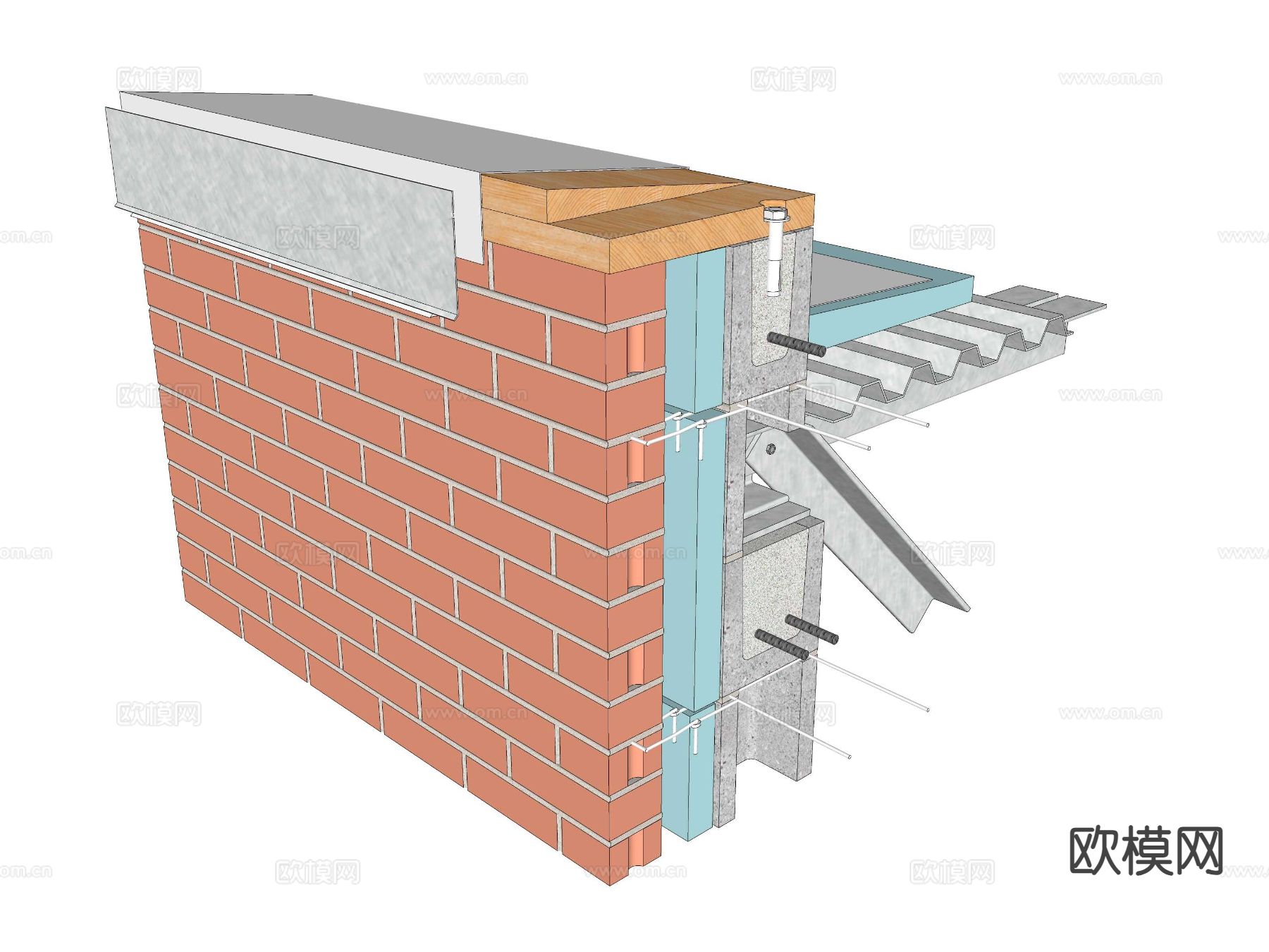 建筑工艺图 混凝土钢结构su模型