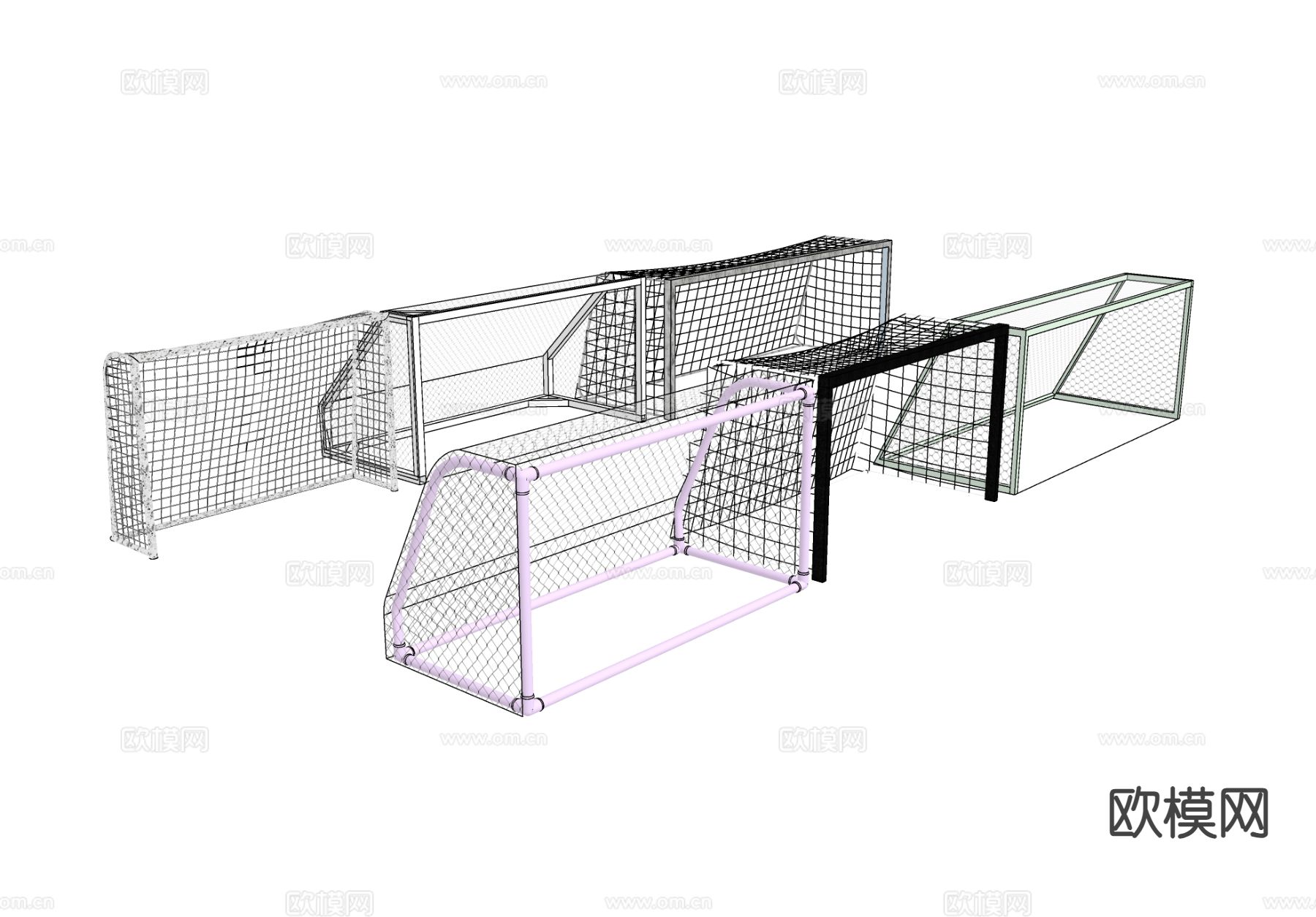 足球网架 网框球筐su模型