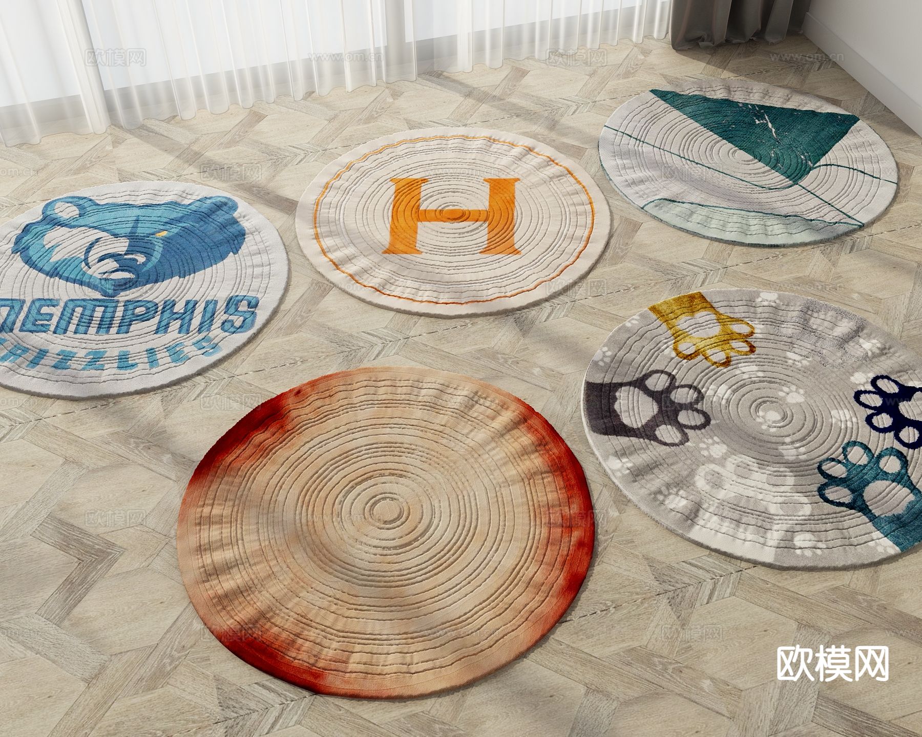 创意地毯 圆毯su模型下载（渲染图2）