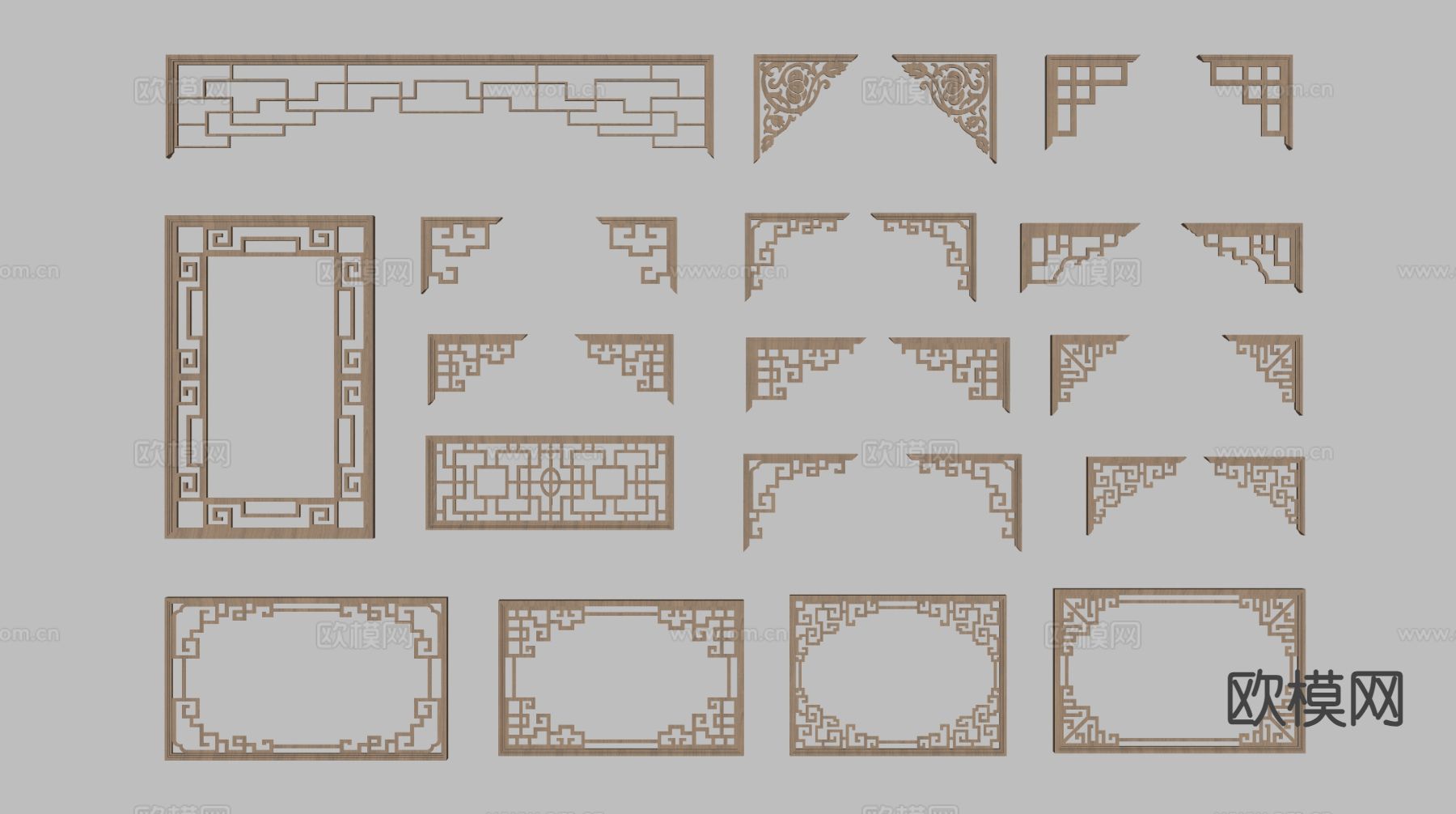 中式雕花 角花 角线su模型