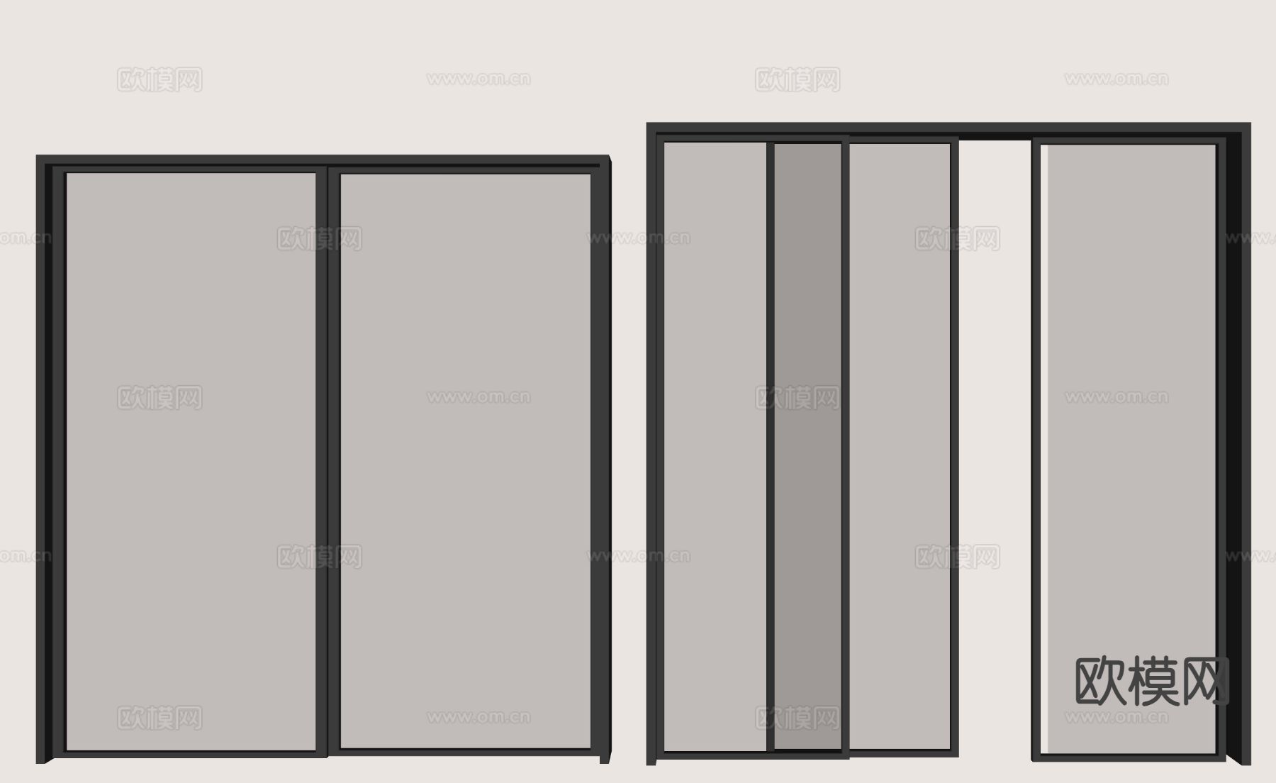 玻璃推拉门 厨卫门 玻璃门 折叠门 推拉门su模型